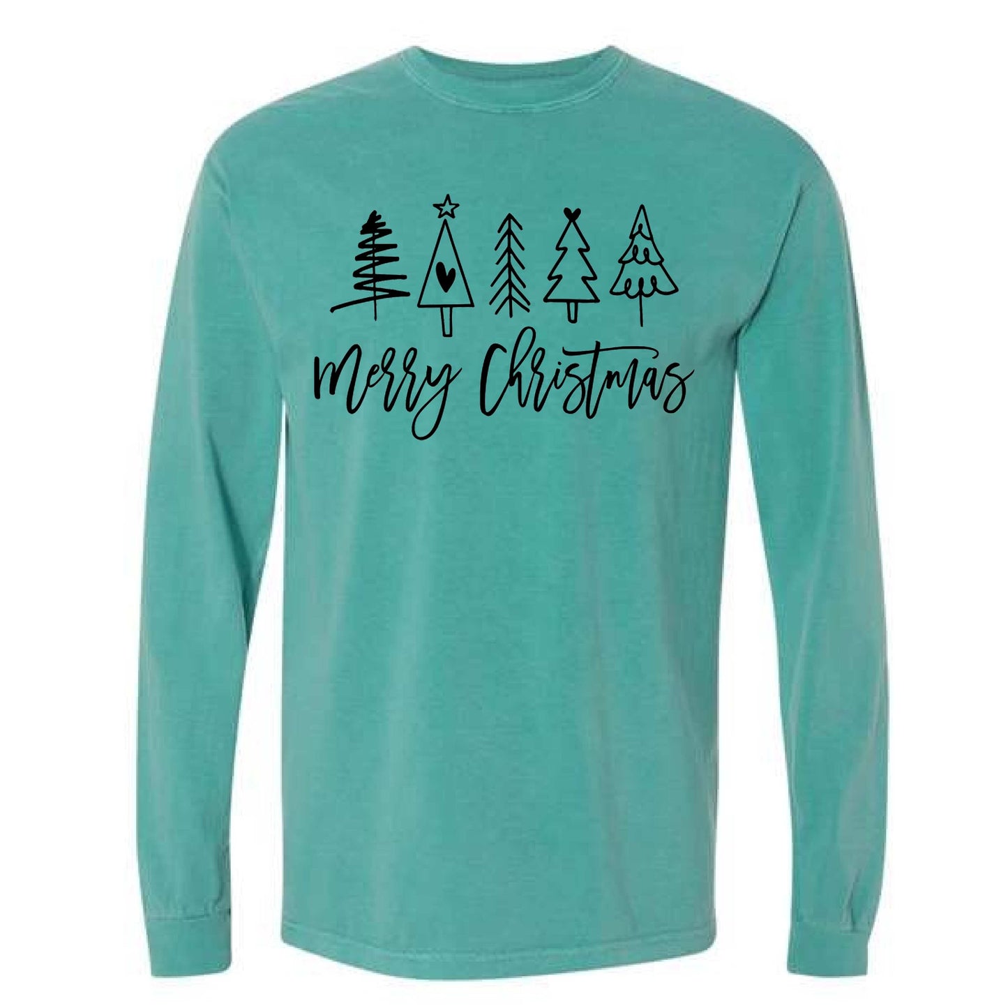 Merry Christmas Doodle Trees Black