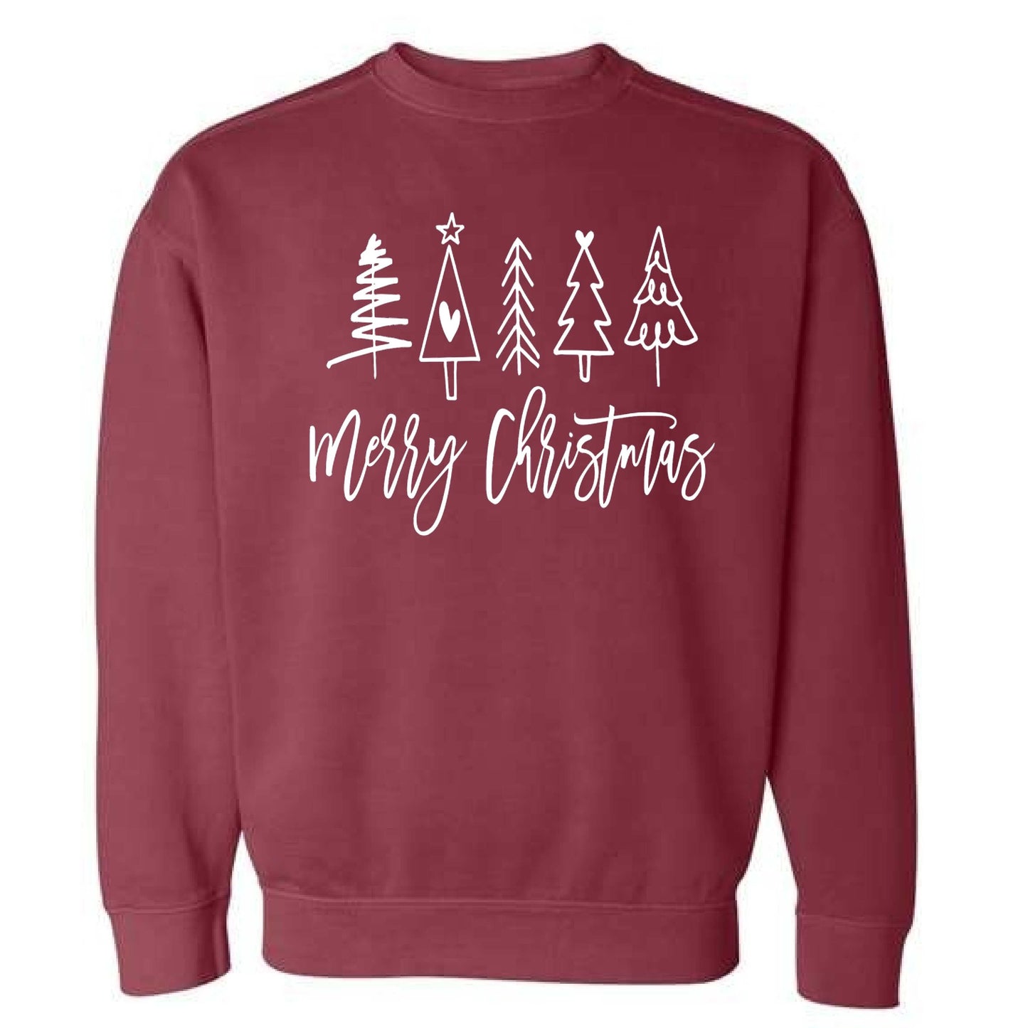 Merry Christmas Doodle Trees White